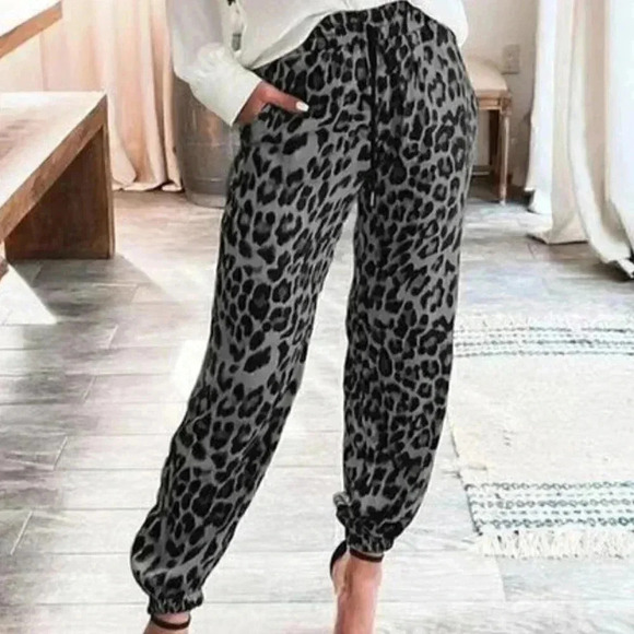 Leopard Print Drawstring Lux Pants - Picture 2 of 8